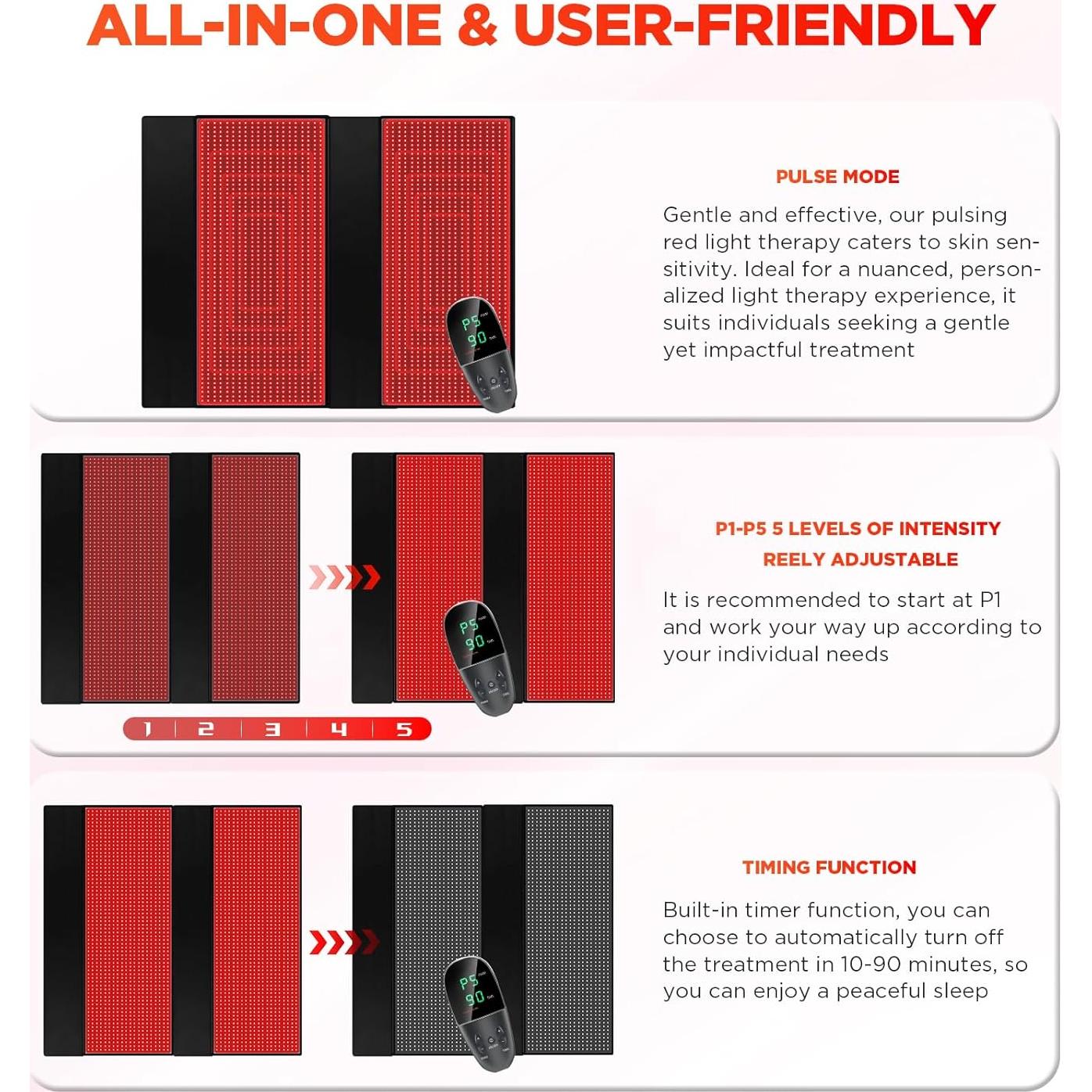 Almohadilla de Luz Roja ADVARAYS 2560 LEDs 180x79cm