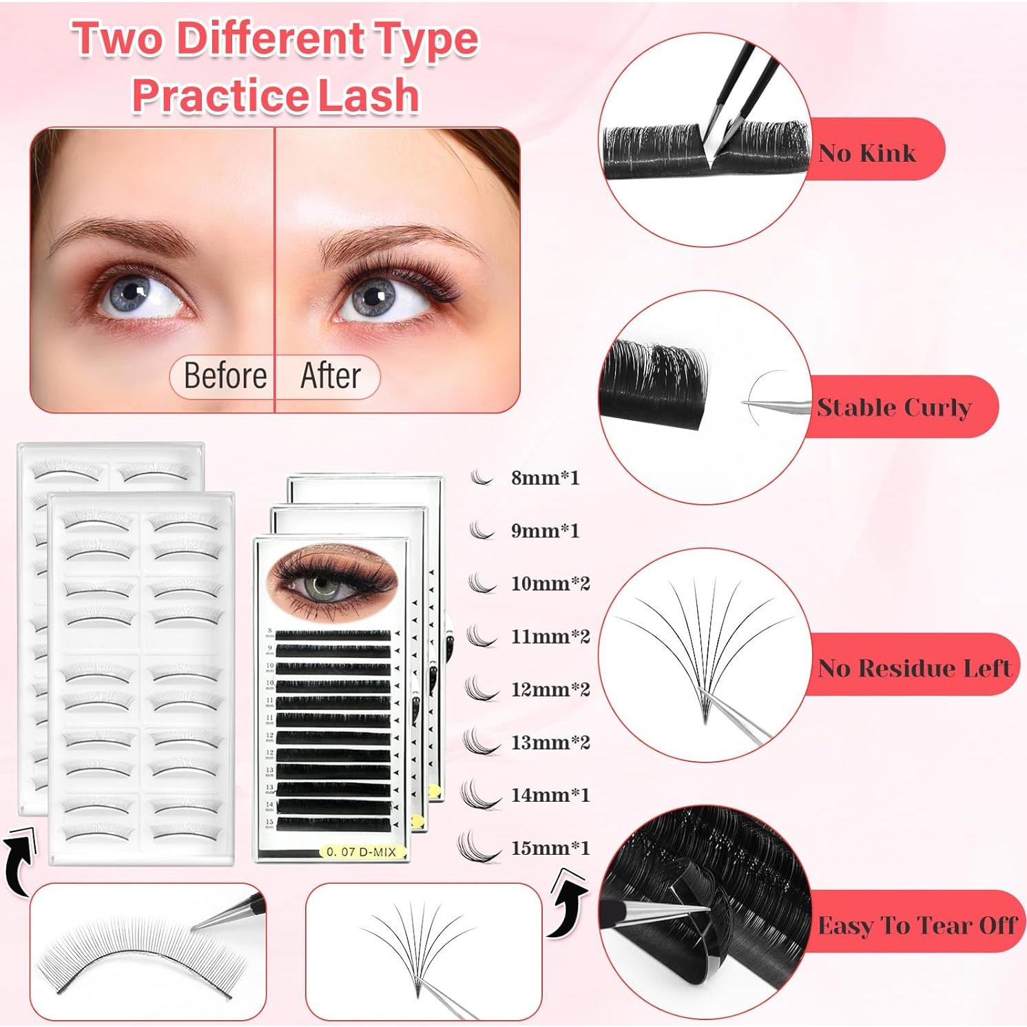 Kit de Extensiones de Pestañas Qinzave para Principiantes