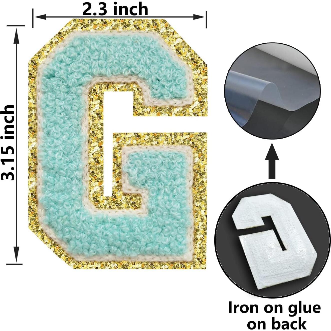 3Pcs Letter Patches Varsity Glitters Chenille,SPRT Iron on Blue Letter Patch,Alphabet Cloth Patch for Team Costume Decoration 3.1in Height S (3 Pieces)