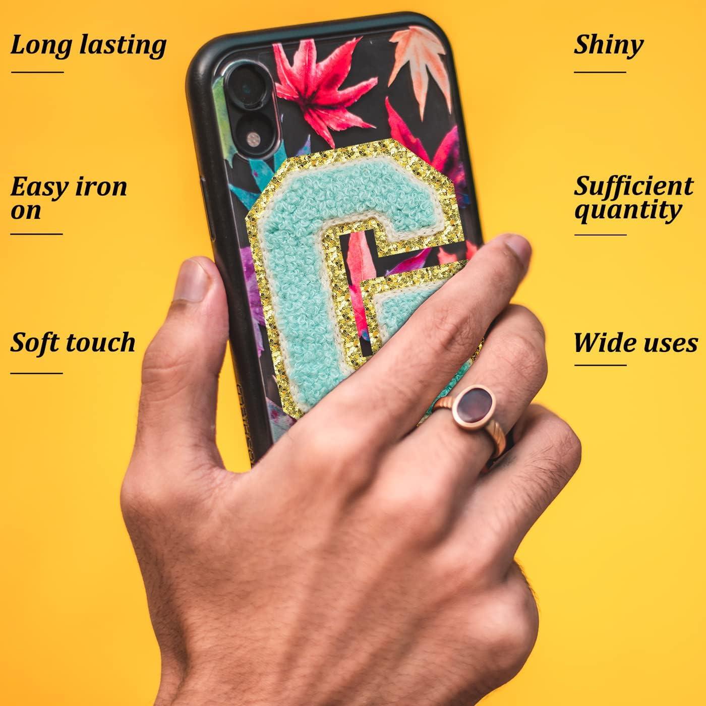 3Pcs Letter Patches Varsity Glitters Chenille,SPRT Iron on Blue Letter Patch,Alphabet Cloth Patch for Team Costume Decoration 3.1in Height S (3 Pieces)