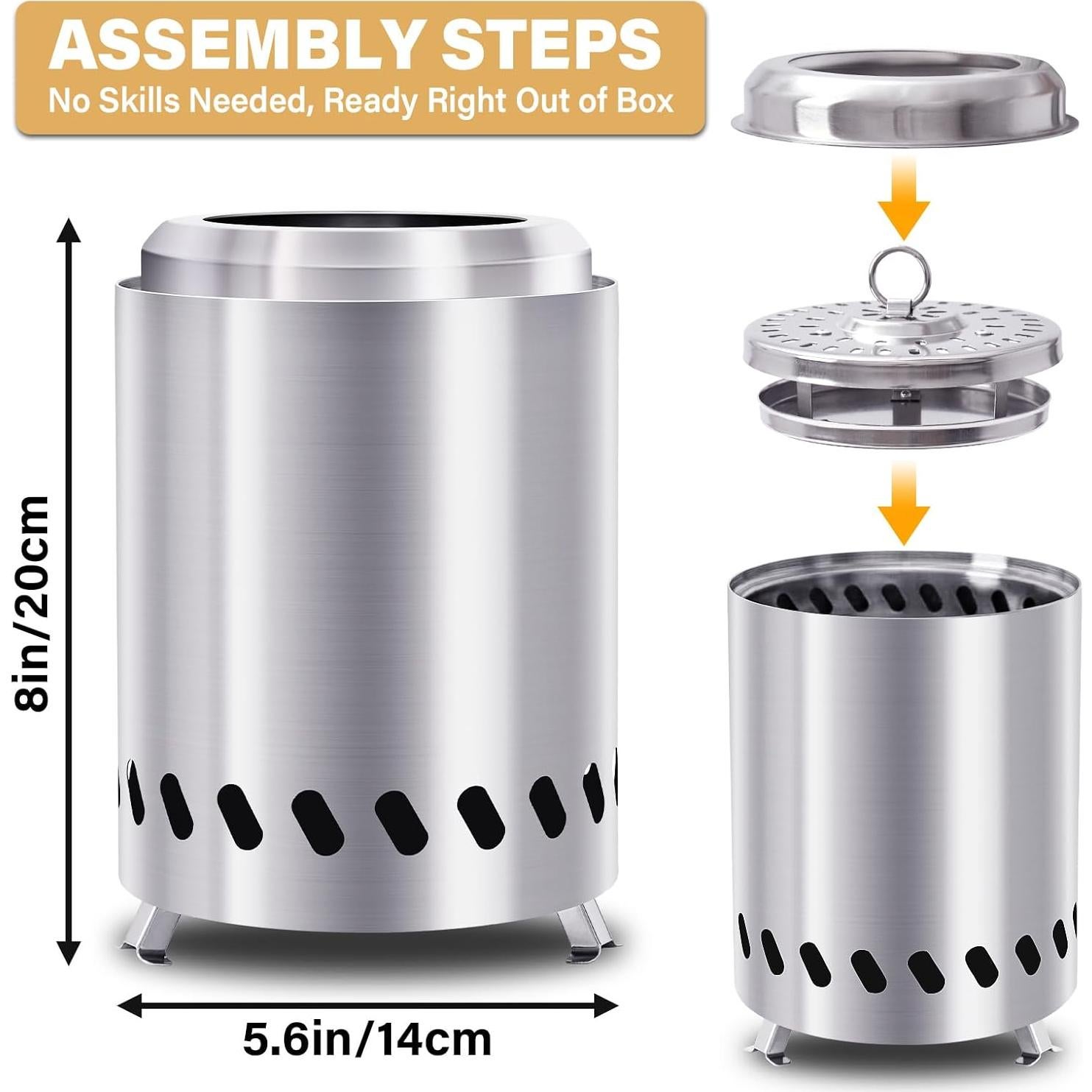 Fogón de Mesa HGD Sin Humo 20 cm Acero Inoxidable Plata