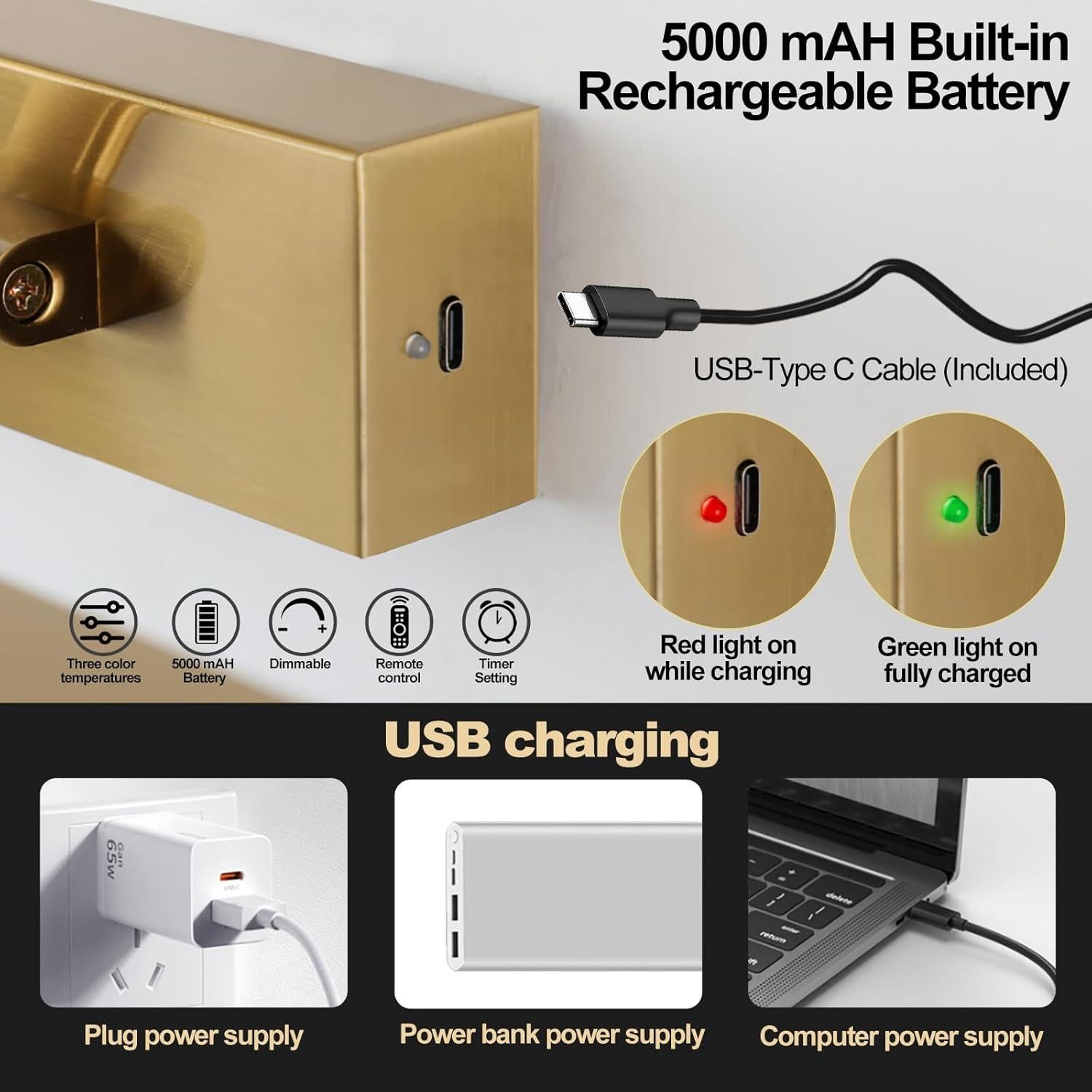 Luz de Imagen Inalámbrica DarHorz 3 Colores Regulable 29.5cm