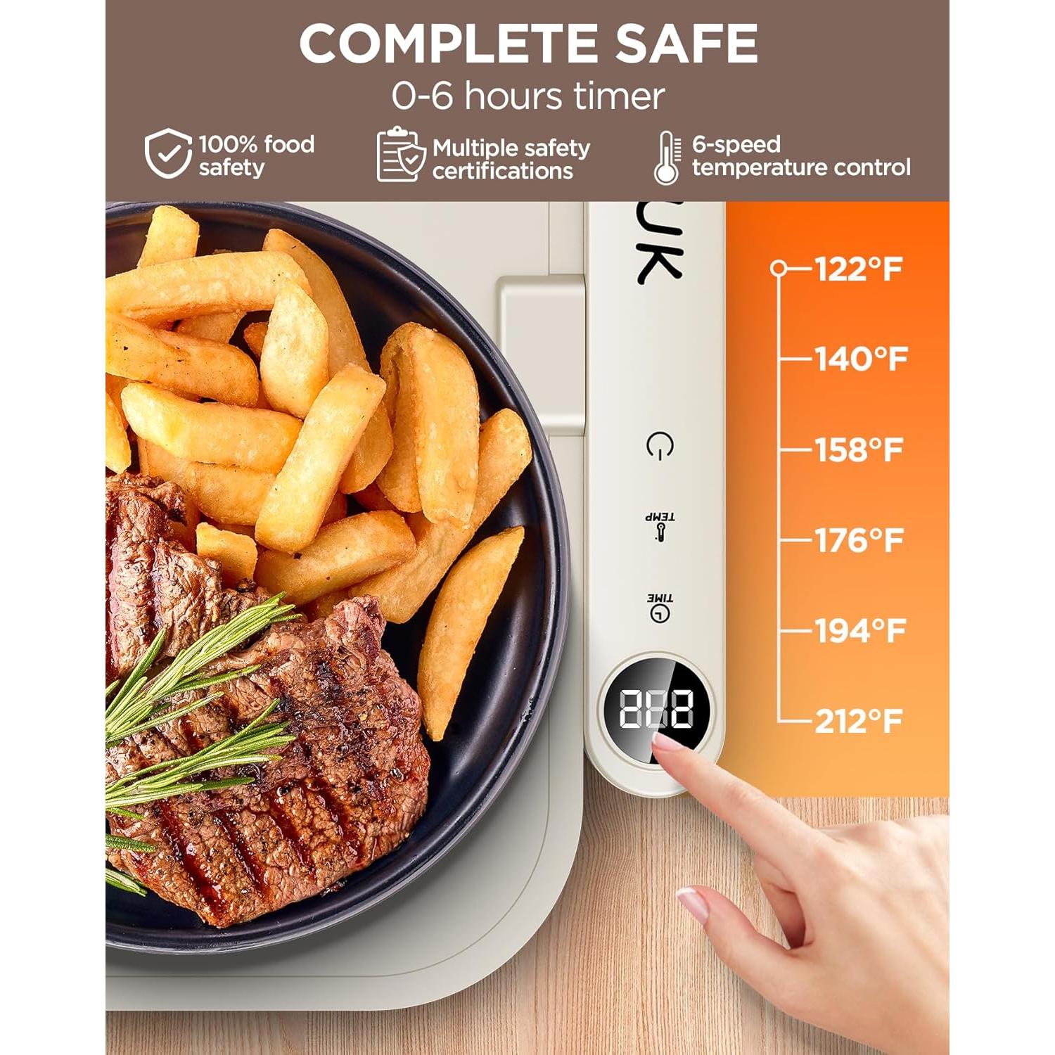 Bandeja Calentadora Eléctrica SANPUK 60x38 cm 6 Modos Beige