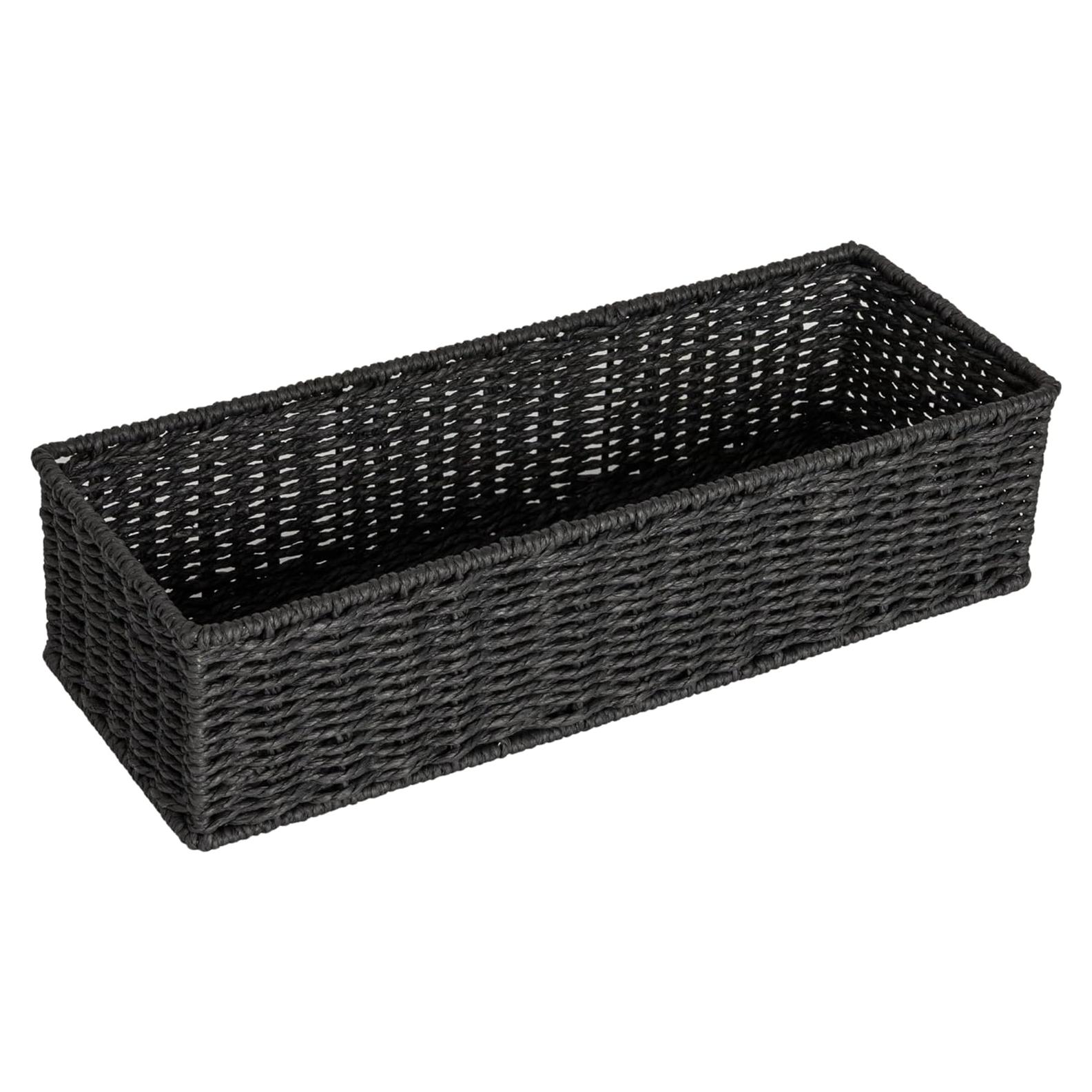 Cesta de Almacenamiento Rectangular Household Essentials Negra 40x15x10cm