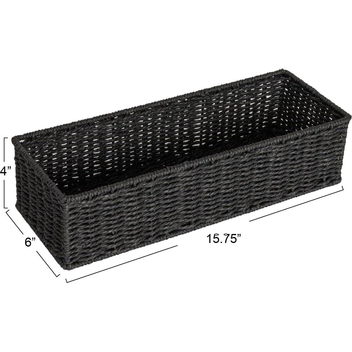 Cesta de Almacenamiento Rectangular Household Essentials Negra 40x15x10cm