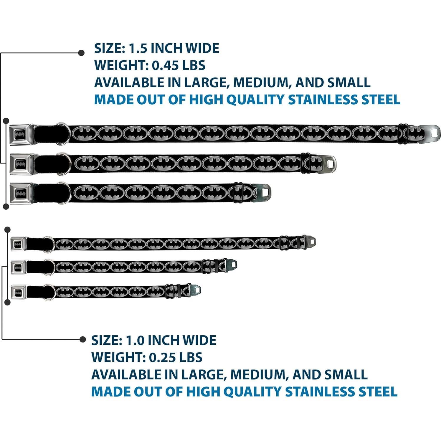 Collar de Perro Buckle-Down Batman Negro Plateado 66 cm