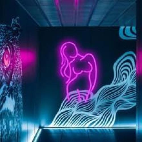 Luz de Neón LED RNTKAB Silueta Femenina Rosa 23x42 cm