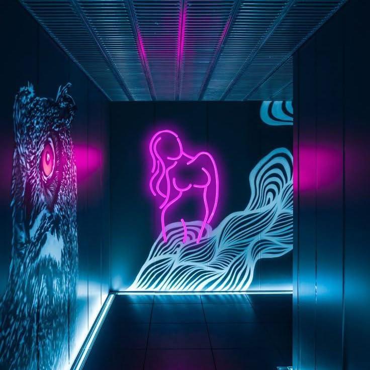Luz de Neón LED RNTKAB Silueta Femenina Rosa 23x42 cm
