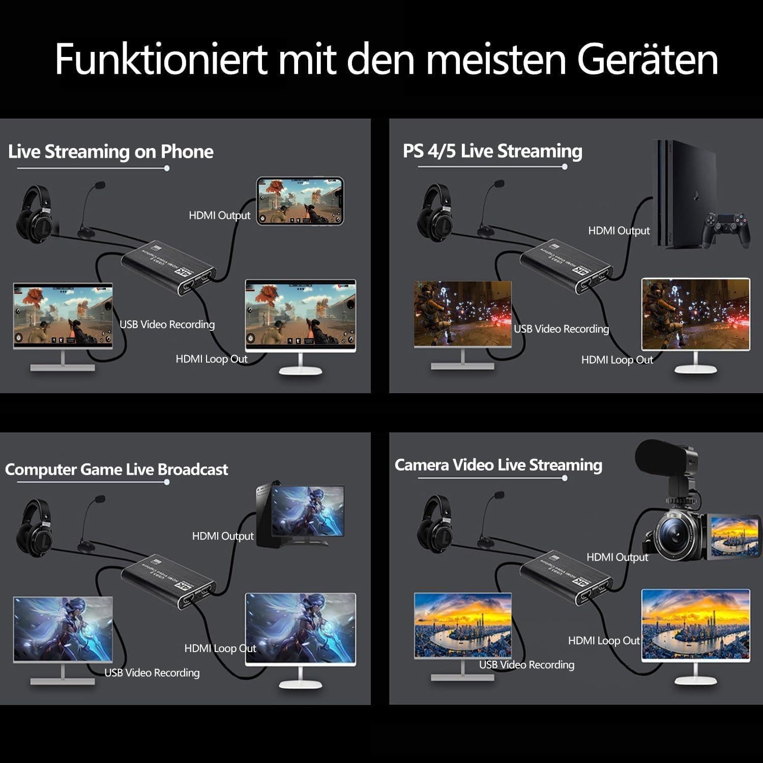 Tarjeta de Captura de Video 4K GKEAPZA HDMI USB 3.0 1080P 60FPS