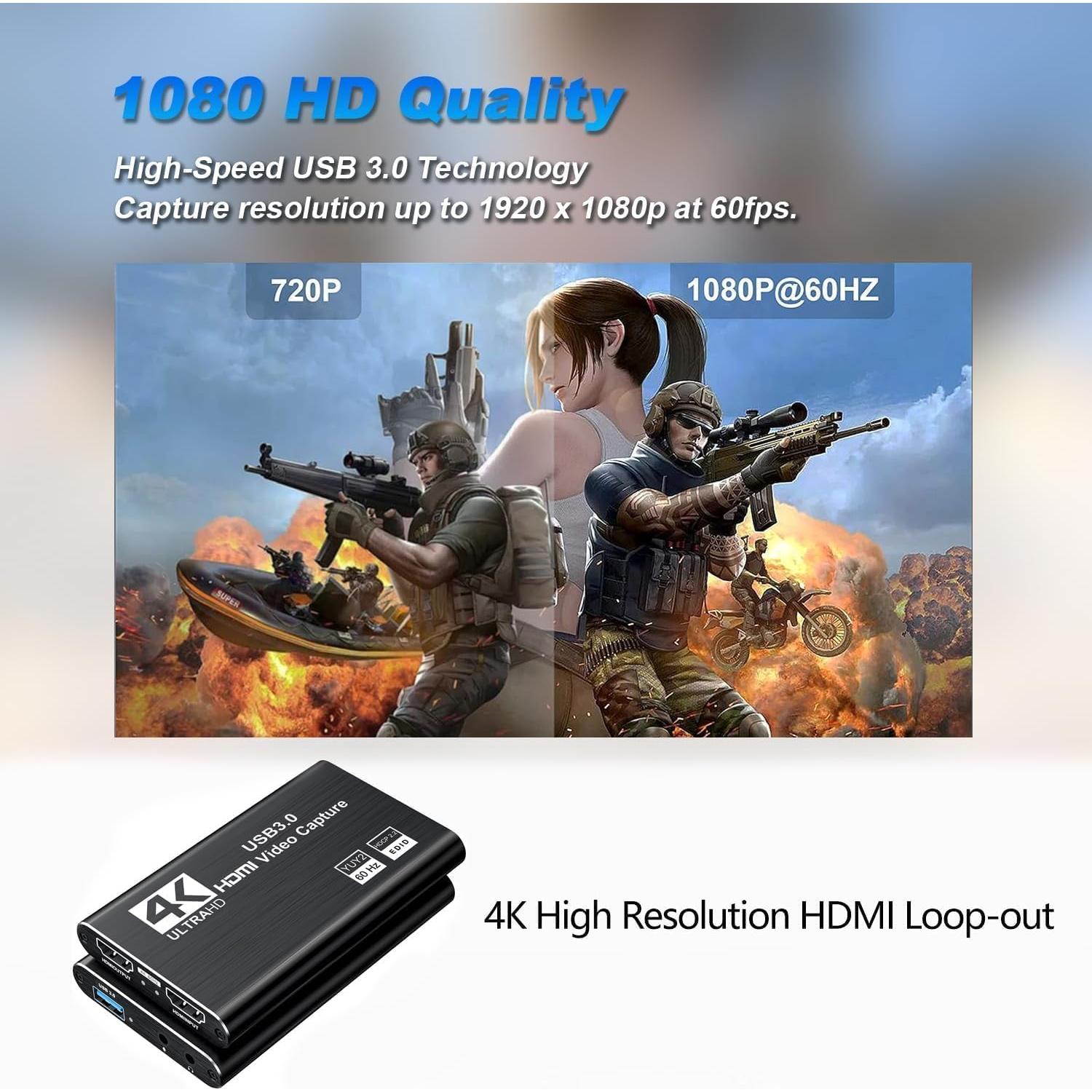 Tarjeta de Captura de Video 4K GKEAPZA HDMI USB 3.0 1080P 60FPS