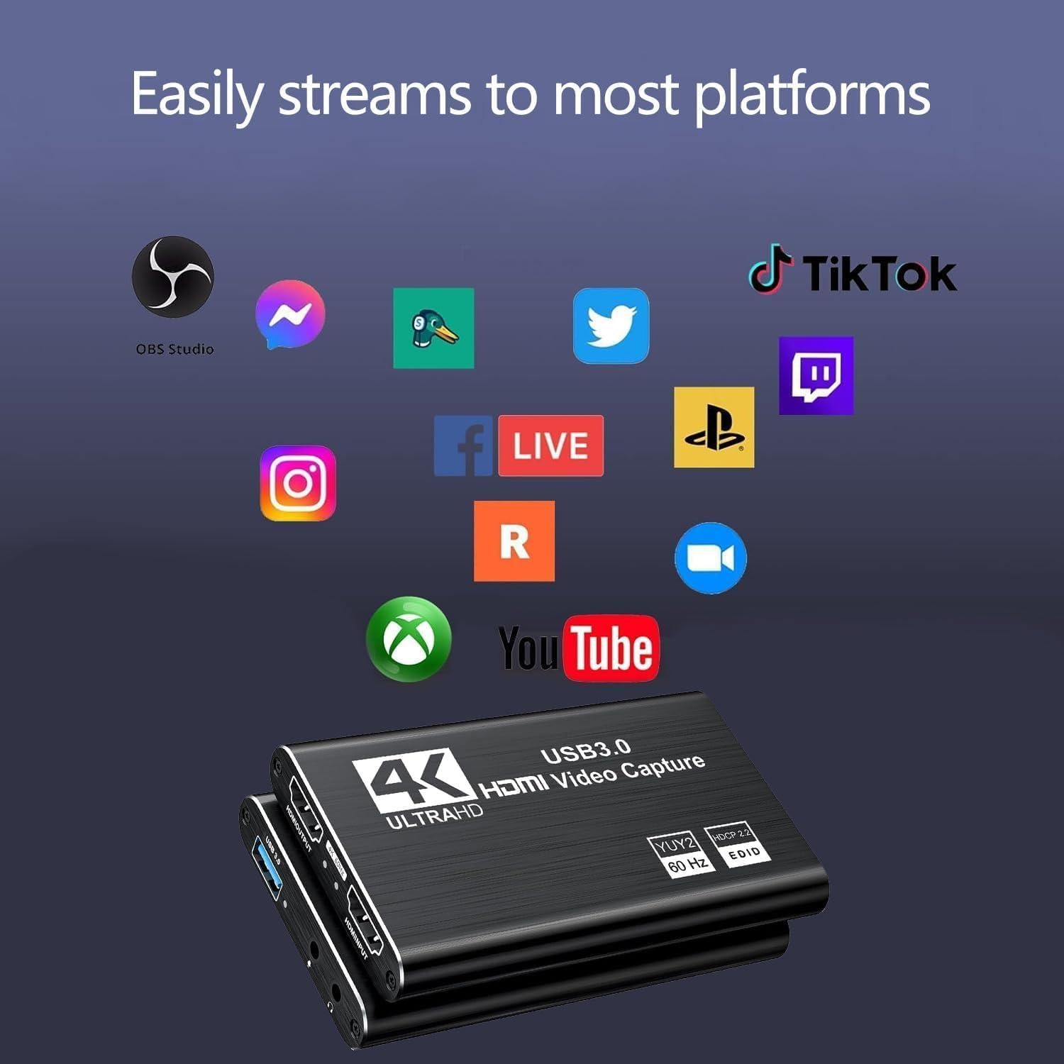 Tarjeta de Captura de Video 4K GKEAPZA HDMI USB 3.0 1080P 60FPS