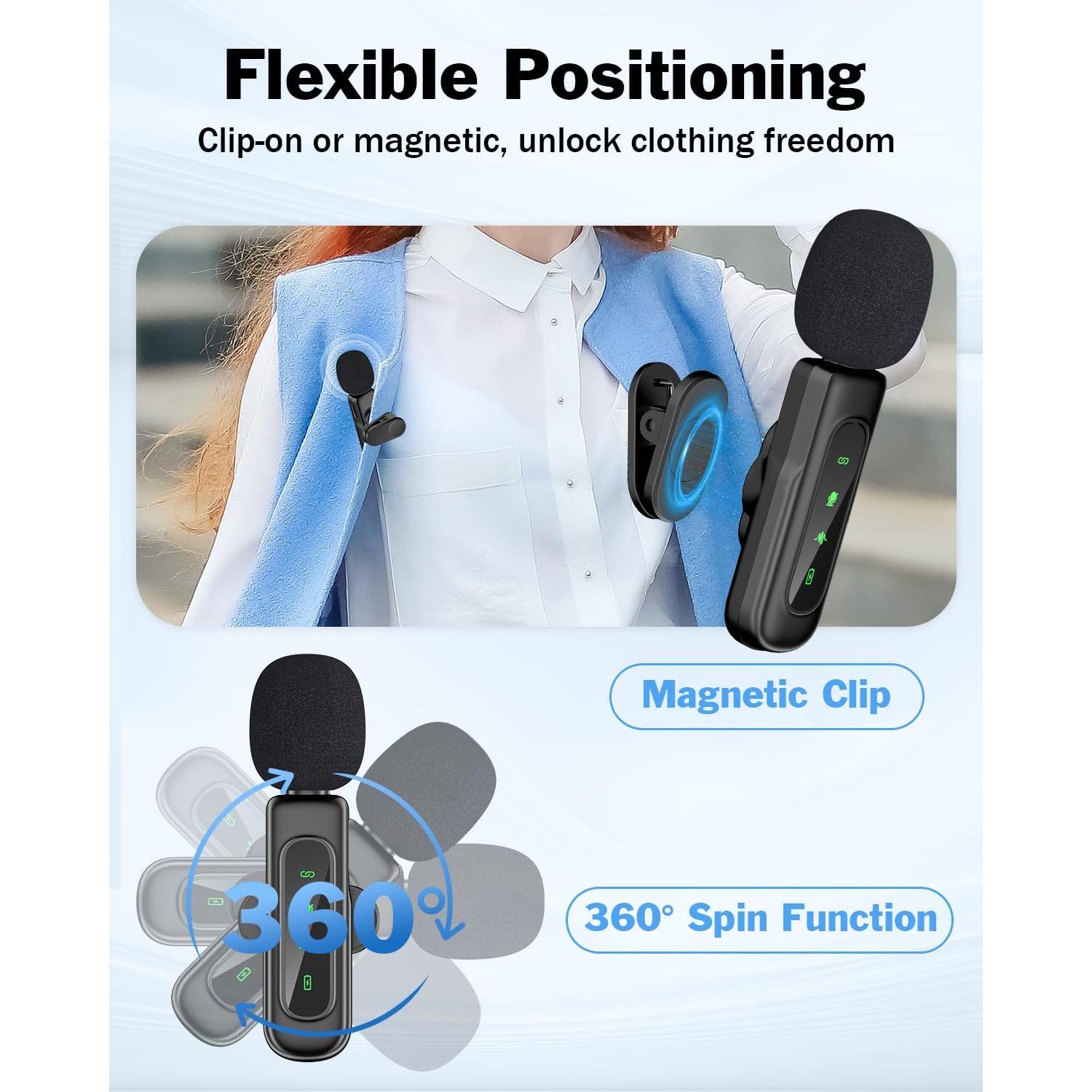 Micrófono Lavalier Inalámbrico PoP Voz 3en1 con Reducción de Ruido