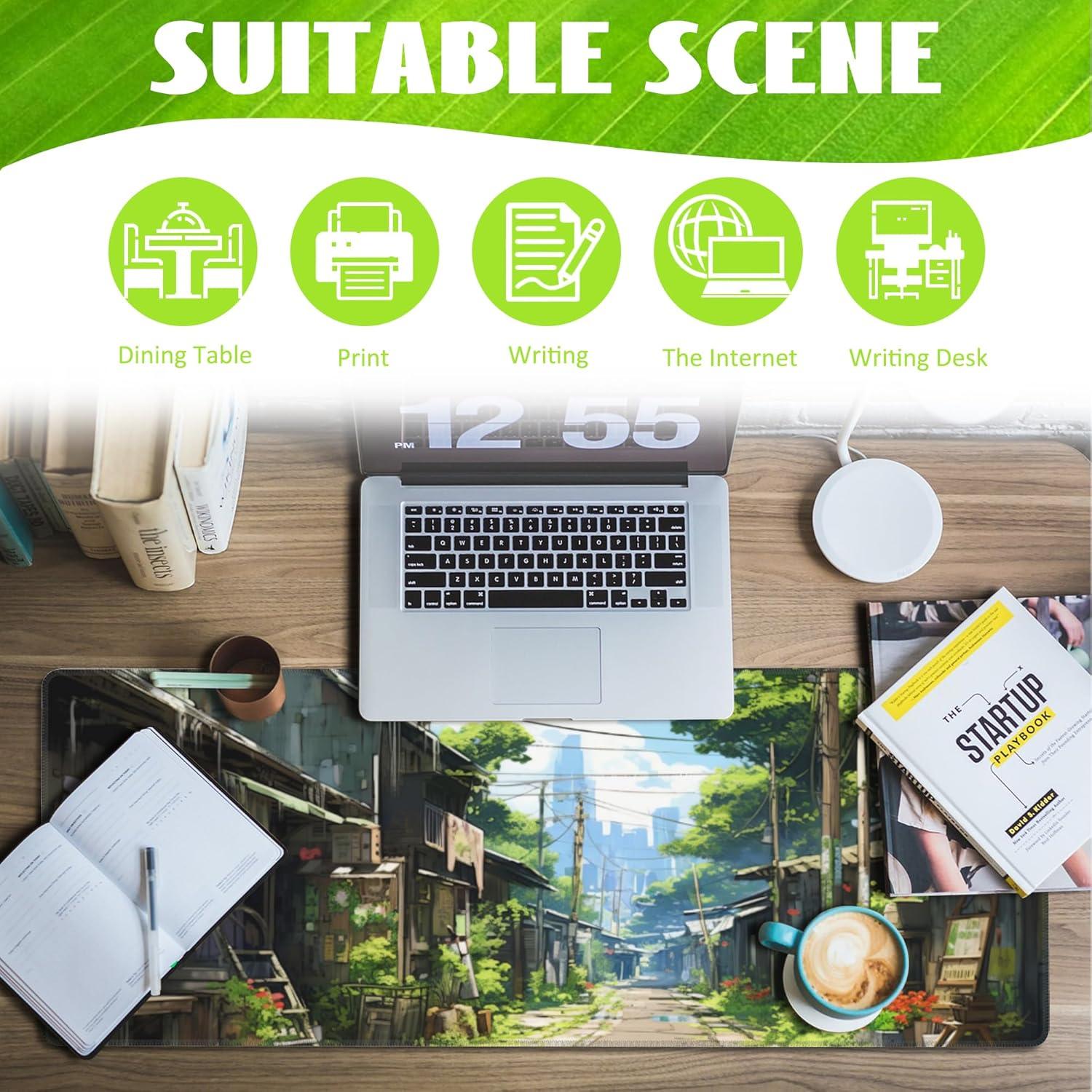 Alfombrilla de escritorio Eflxamz Anime Abandoned Town 80x30 cm