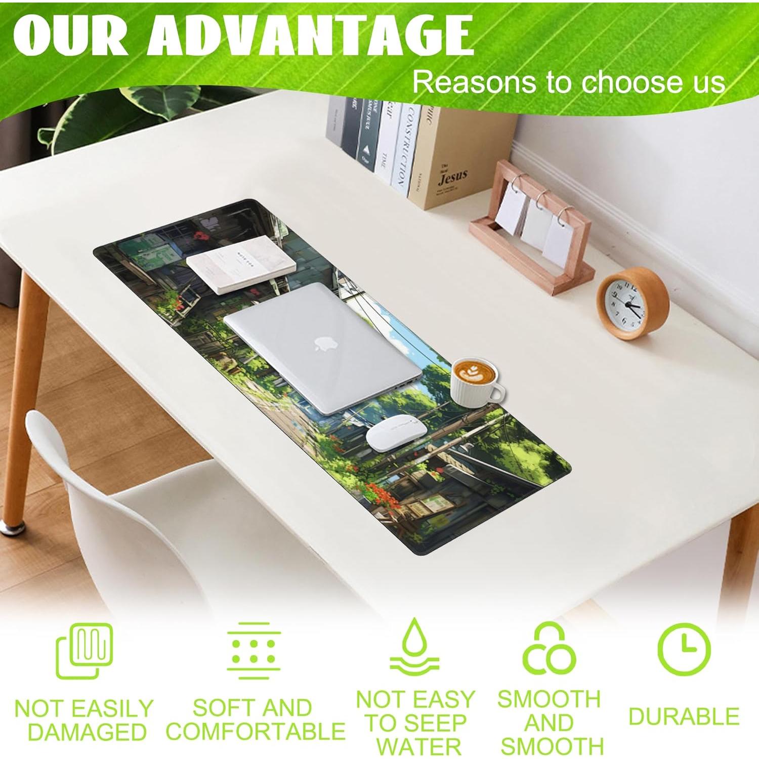 Alfombrilla de escritorio Eflxamz Anime Abandoned Town 80x30 cm