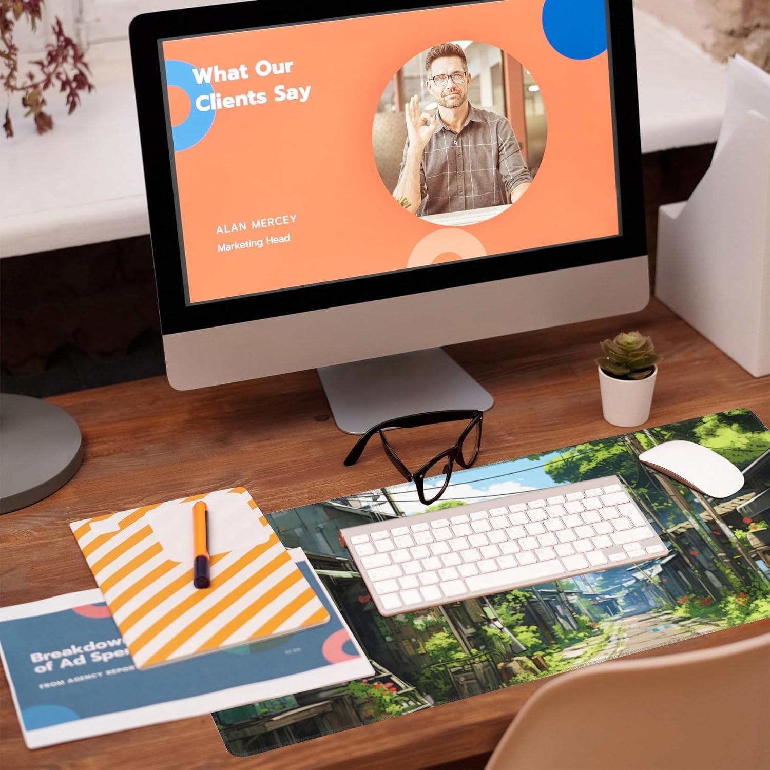 Alfombrilla de escritorio Eflxamz Anime Abandoned Town 80x30 cm