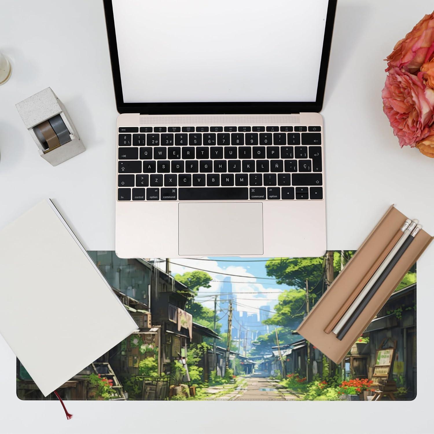 Alfombrilla de escritorio Eflxamz Anime Abandoned Town 80x30 cm