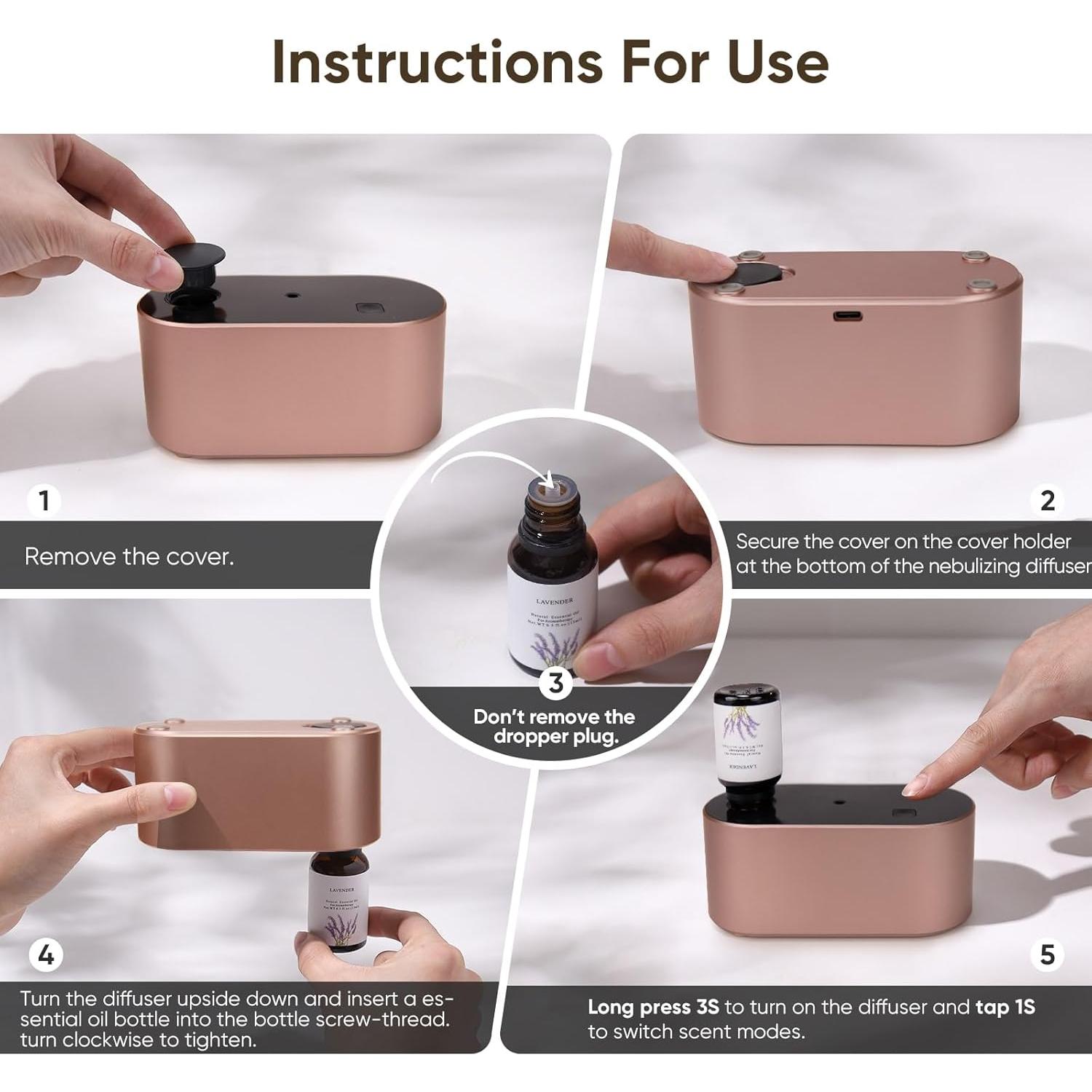 Difusor de Aromaterapia Sin Agua Lecdura DN-850 Oro Rosa