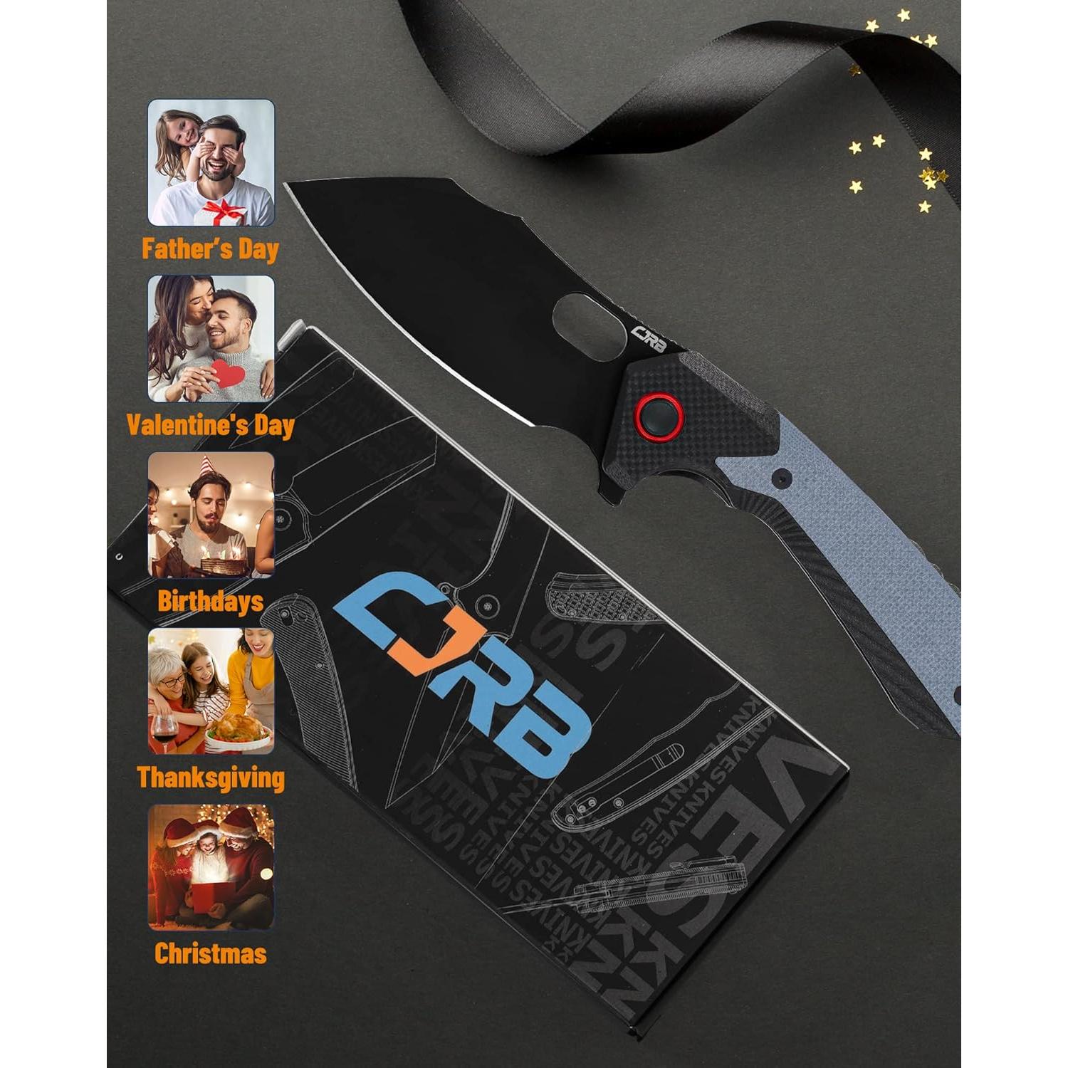 Cuchillo Plegable CJRB Caldera J1923 Acero AR-RPM9 Mango G10 Azul