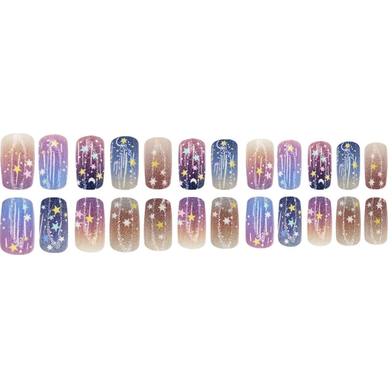 Uñas Postizas Artísticas MIXFOSAHN 24 Pcs Coloridas