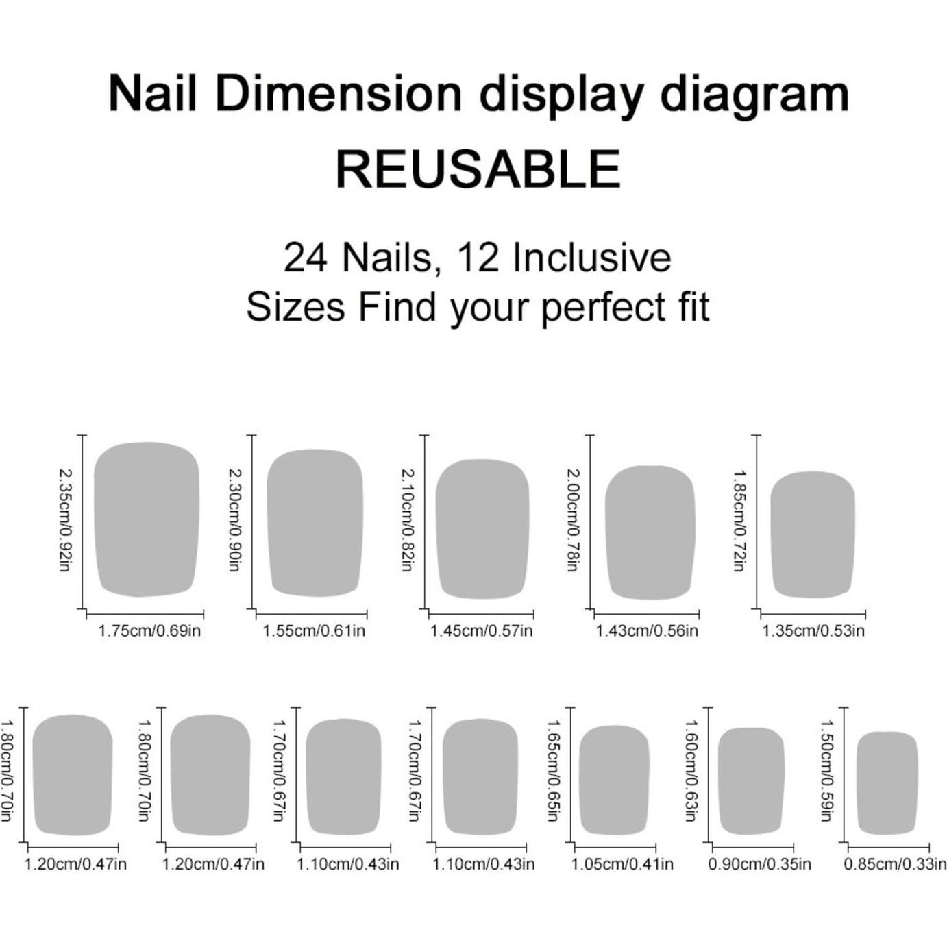 Uñas Postizas Artísticas MIXFOSAHN 24 Pcs Coloridas