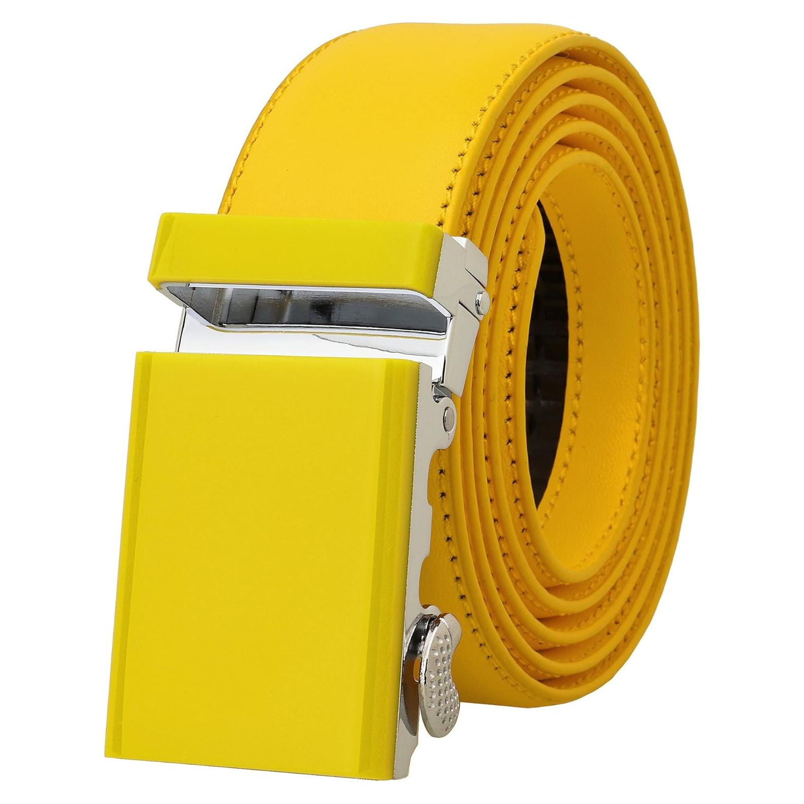 Cinturón de cuero Falari unisex ajustable 33 mm amarillo