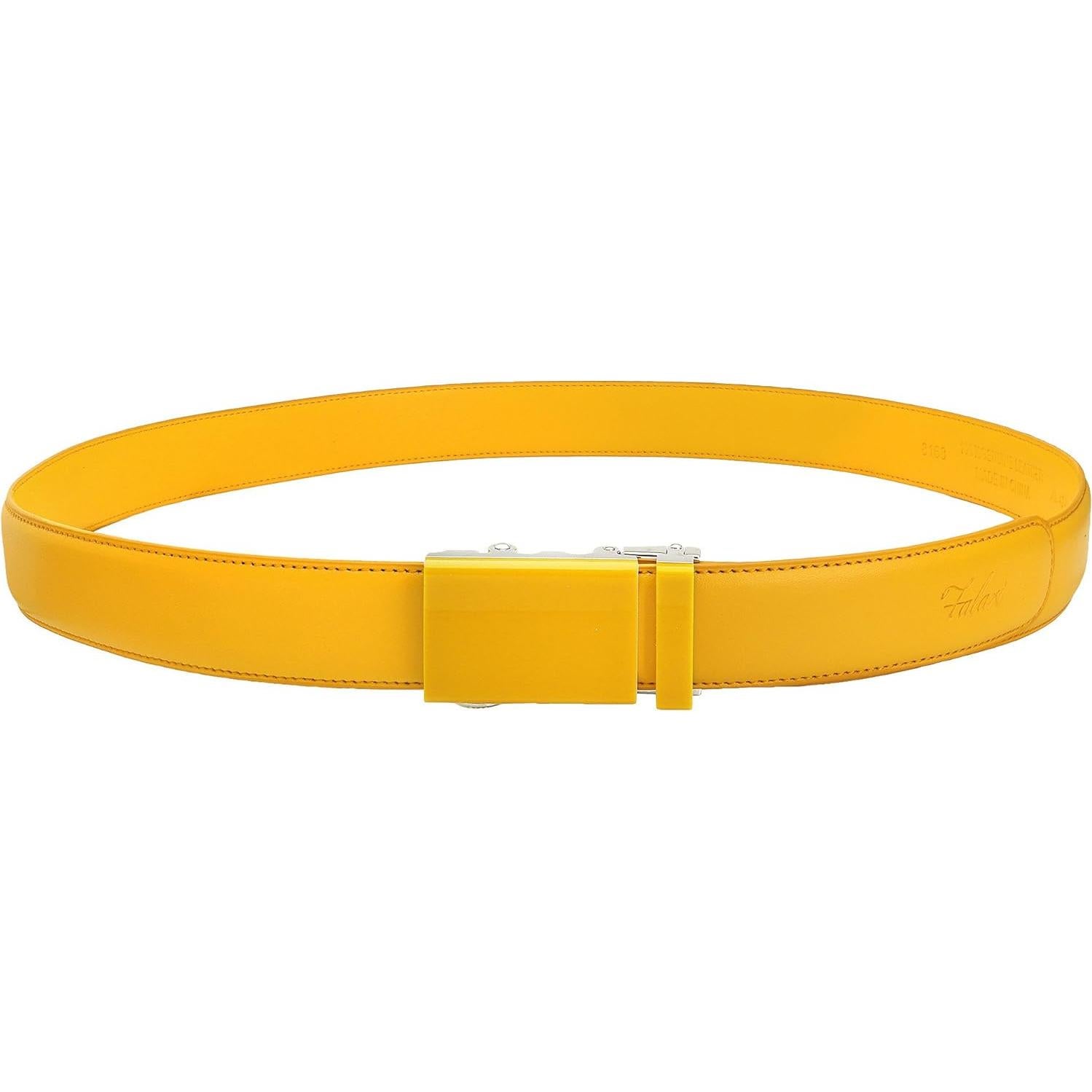 Cinturón de cuero Falari unisex ajustable 33 mm amarillo