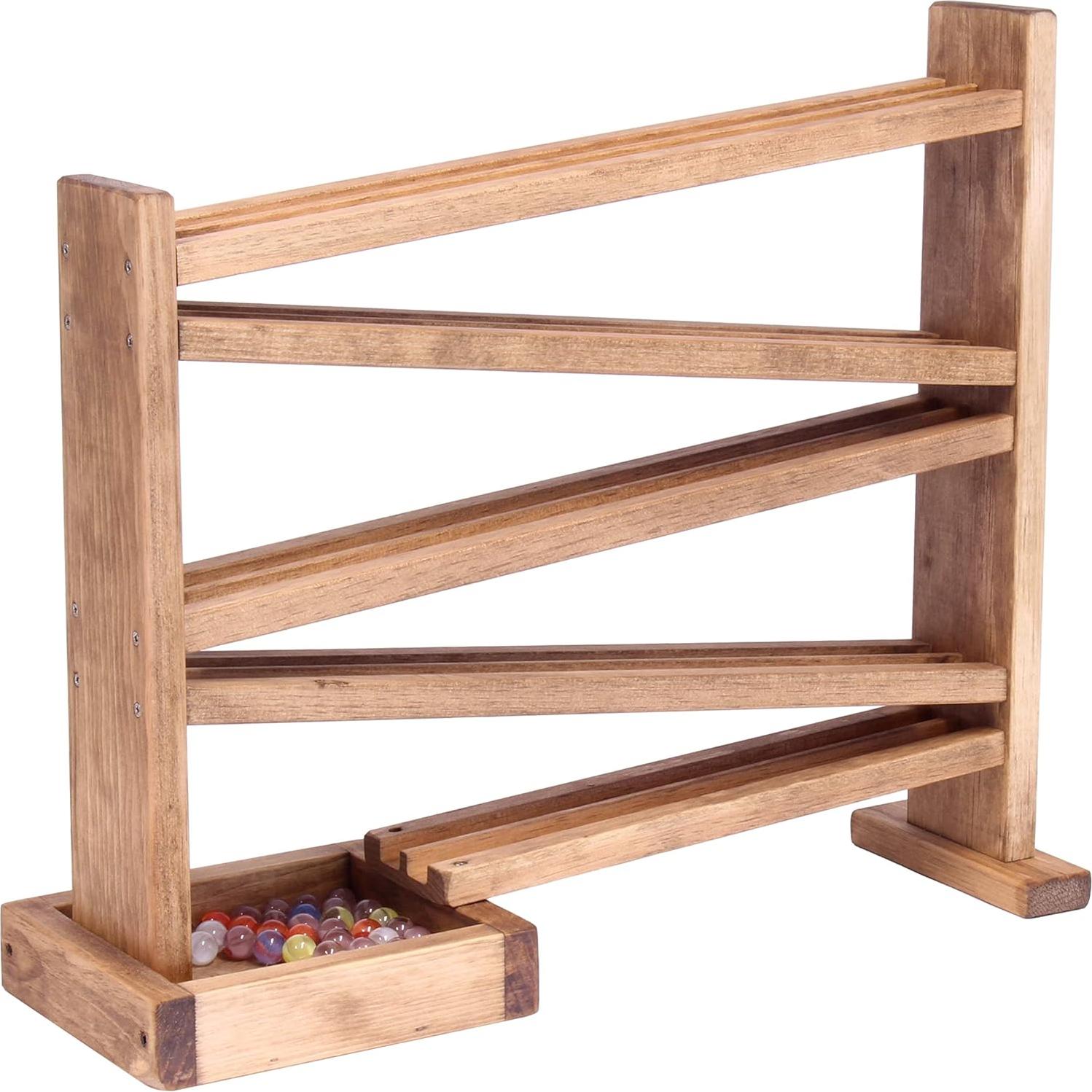 Pista de Canicas de Madera AmishToyBox - Acabado Cosecha