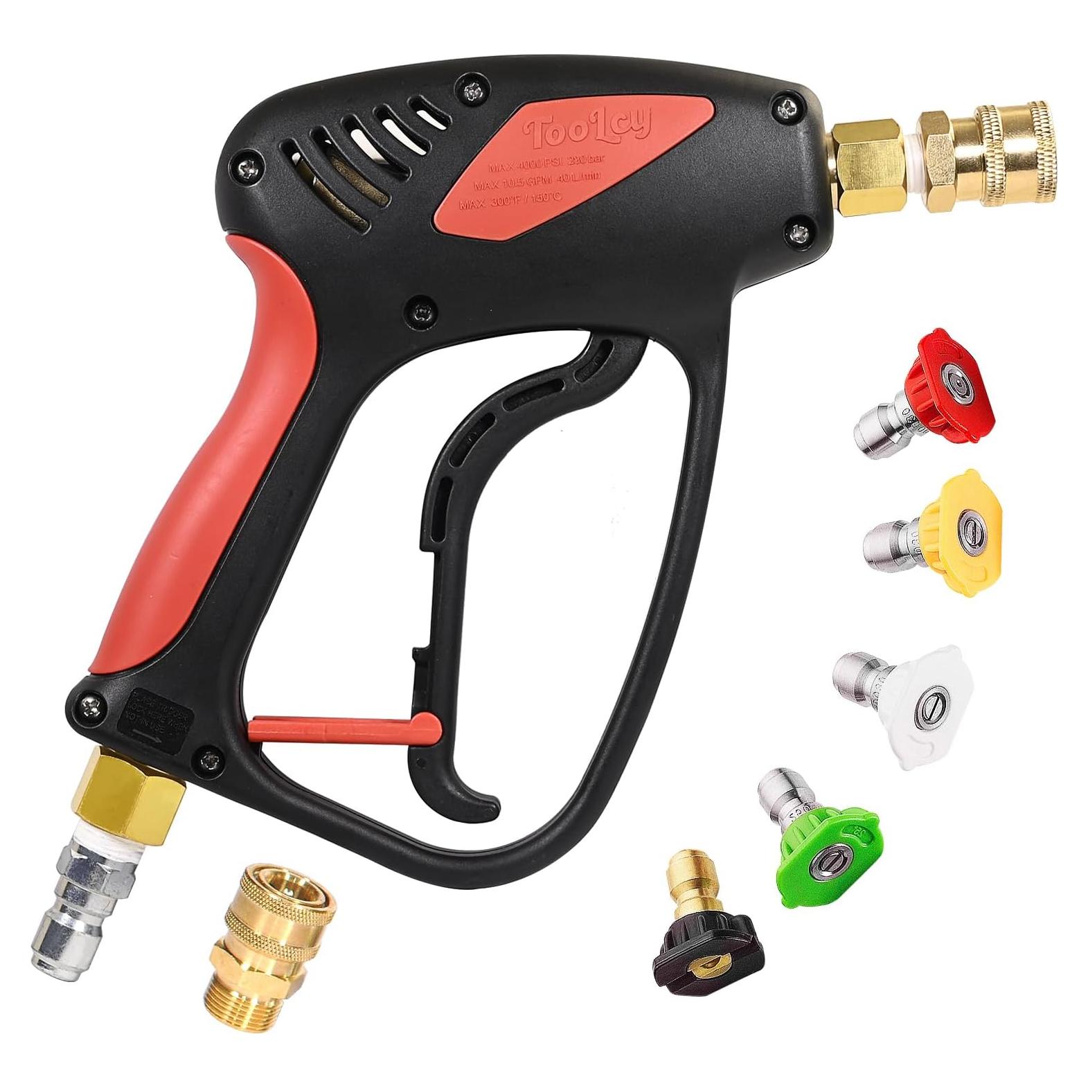 Pistola de Lavado a Presión TOOLCY Corta 4000 PSI con 5 Boquillas