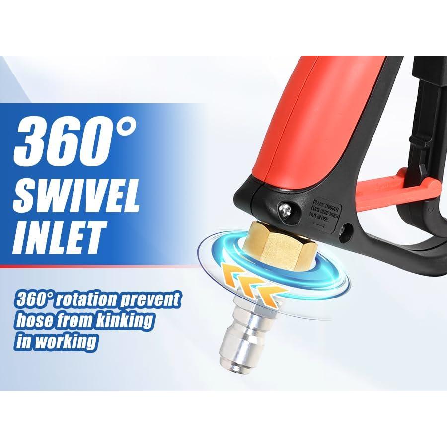 Pistola de Lavado a Presión TOOLCY Corta 4000 PSI con 5 Boquillas