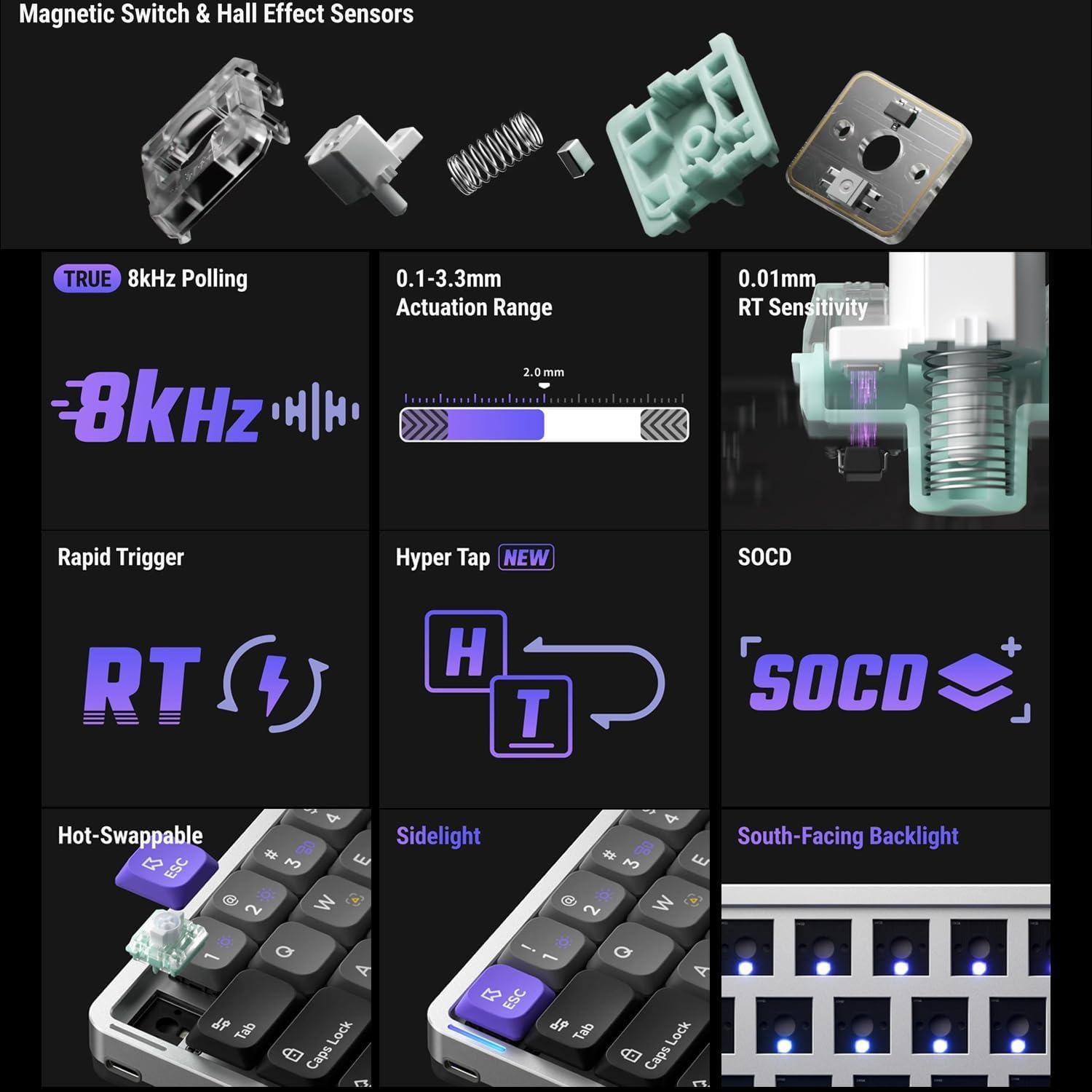 Teclado Gaming NuPhy Air60 HE 61 Teclas RGB Ajustable