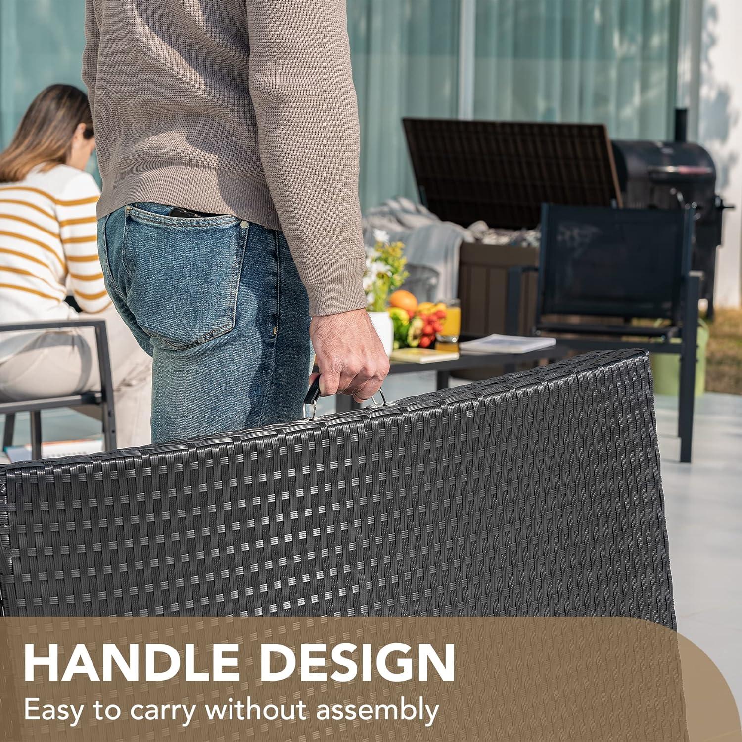 Conjunto de Chaise Lounge de Patio Devoko Ajustable 3 Piezas Azul