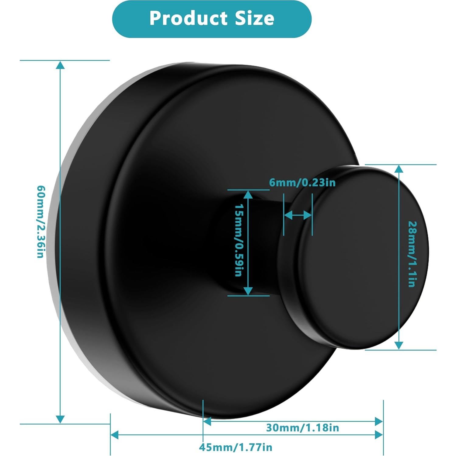 Ganchos de Ventosa Epritliber 2 Pcs Acero Inoxidable Negro Mate