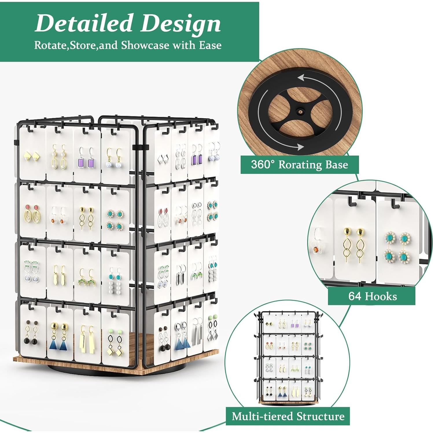 Soporte de Joyería Rotatorio KEIMIXJIA 4 Niveles 64 Ganchos