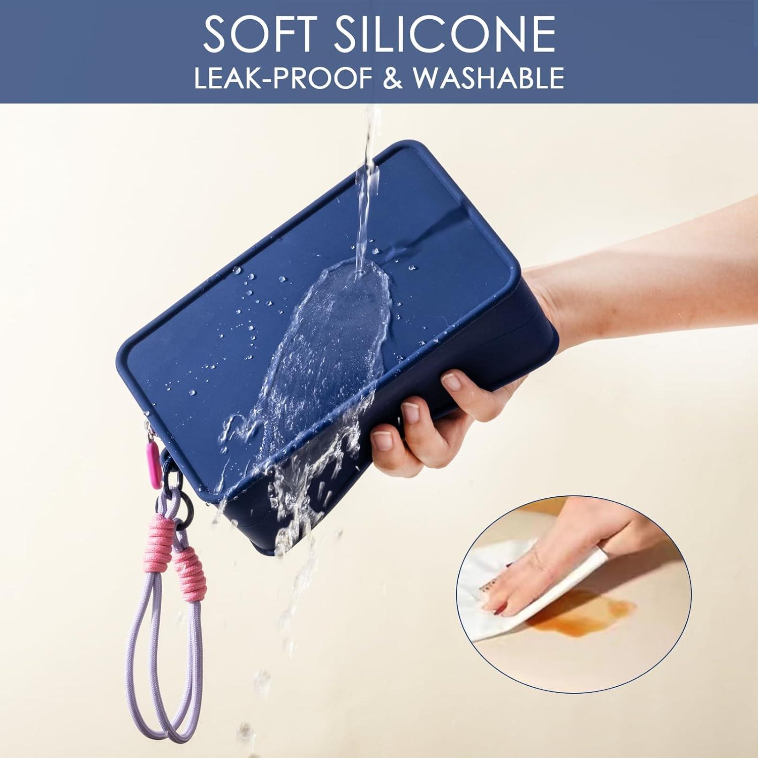 Bolsa de Maquillaje Travistar Azul - Silicona Impermeable 20x8x12cm