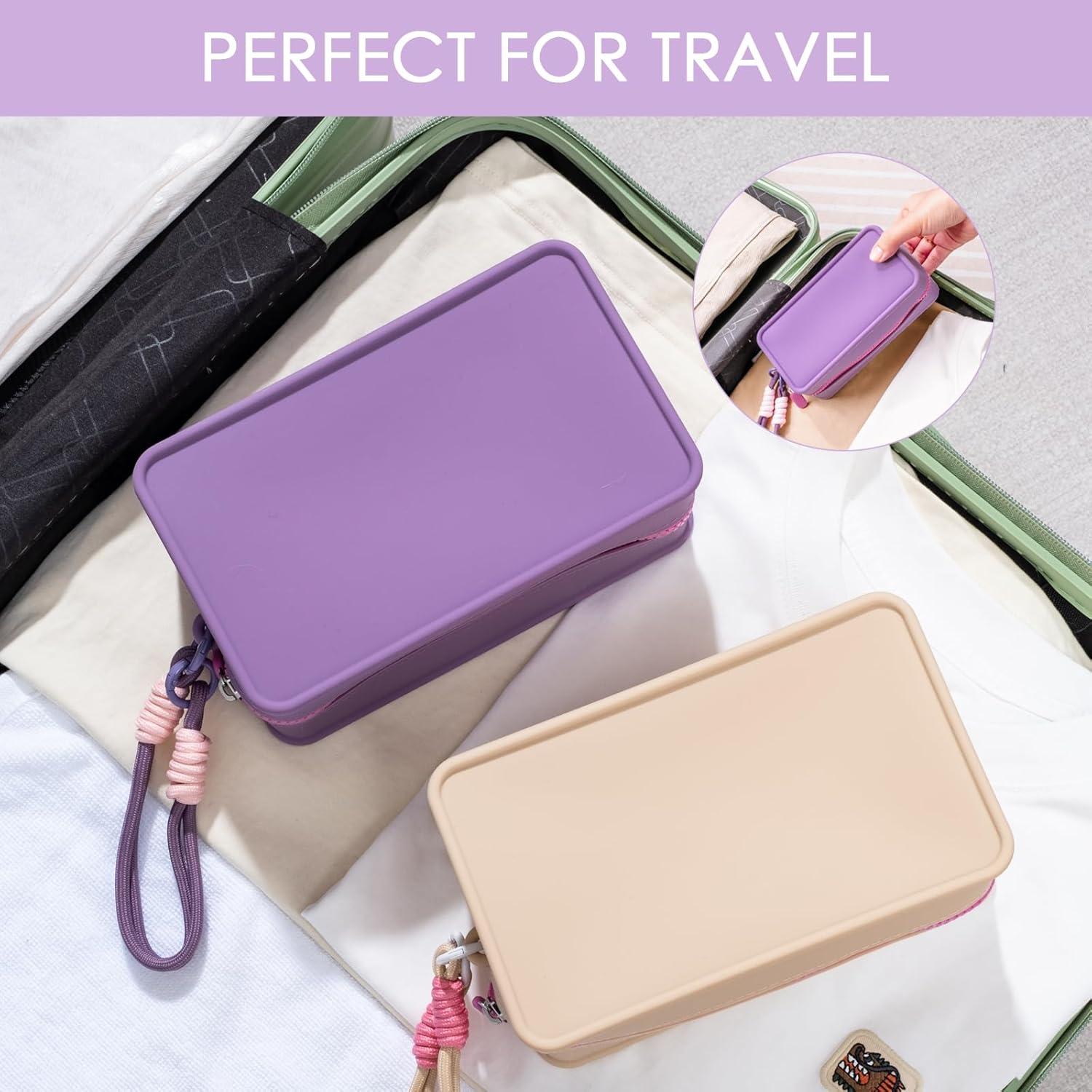 Bolsa de Maquillaje Travistar Azul - Silicona Impermeable 20x8x12cm