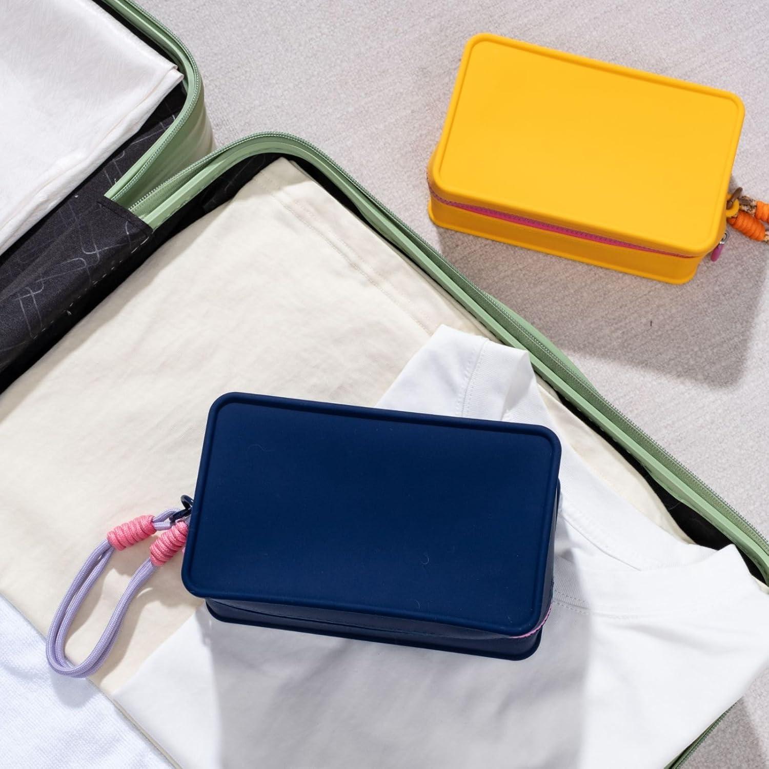 Bolsa de Maquillaje Travistar Azul - Silicona Impermeable 20x8x12cm