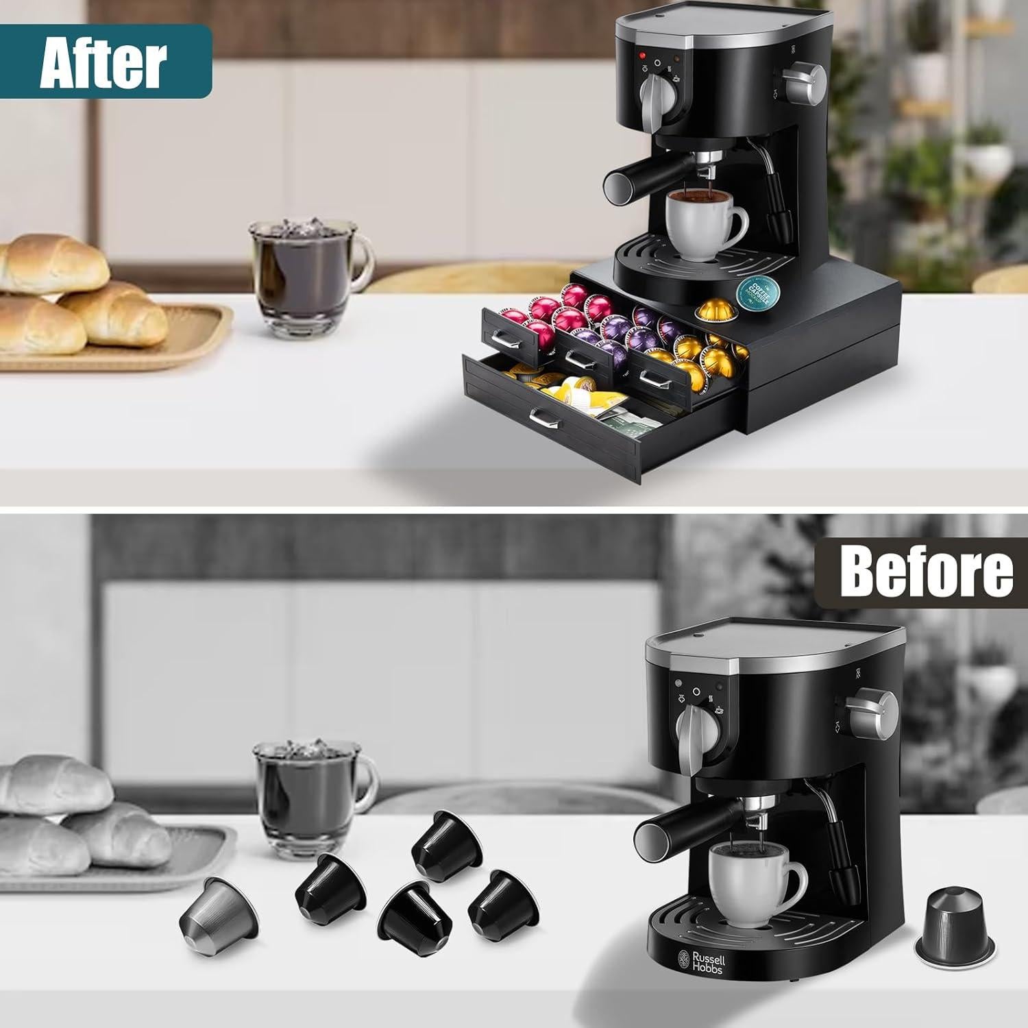 Soporte para K Cup FICARTS 4 Cajones Negro 66/88 Cápsulas