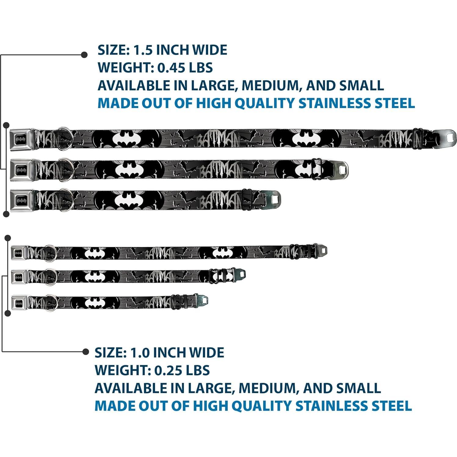 Collar de Perro Buckle-Down Batman 3,81 cm Negro/Blanco