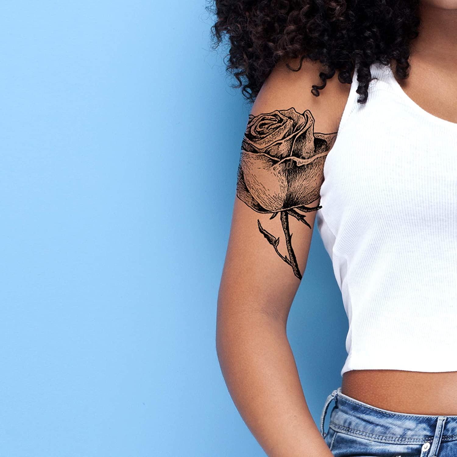 Tatuajes Temporales Rosa Negra 2 Unidades - Tatodays