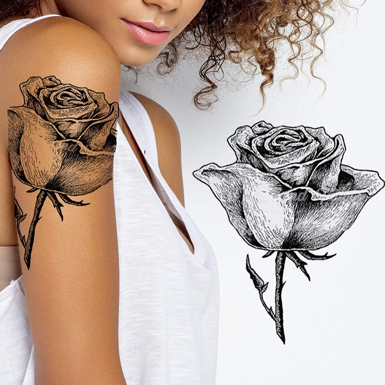 Tatuajes Temporales Rosa Negra 2 Unidades - Tatodays