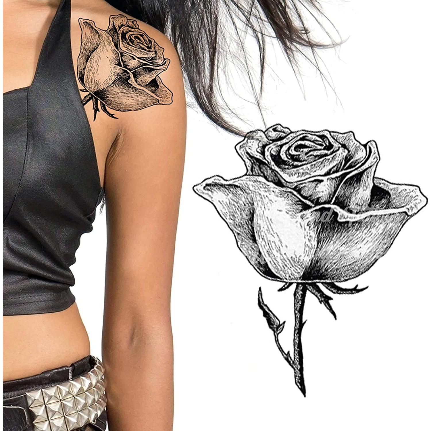 Tatuajes Temporales Rosa Negra 2 Unidades - Tatodays