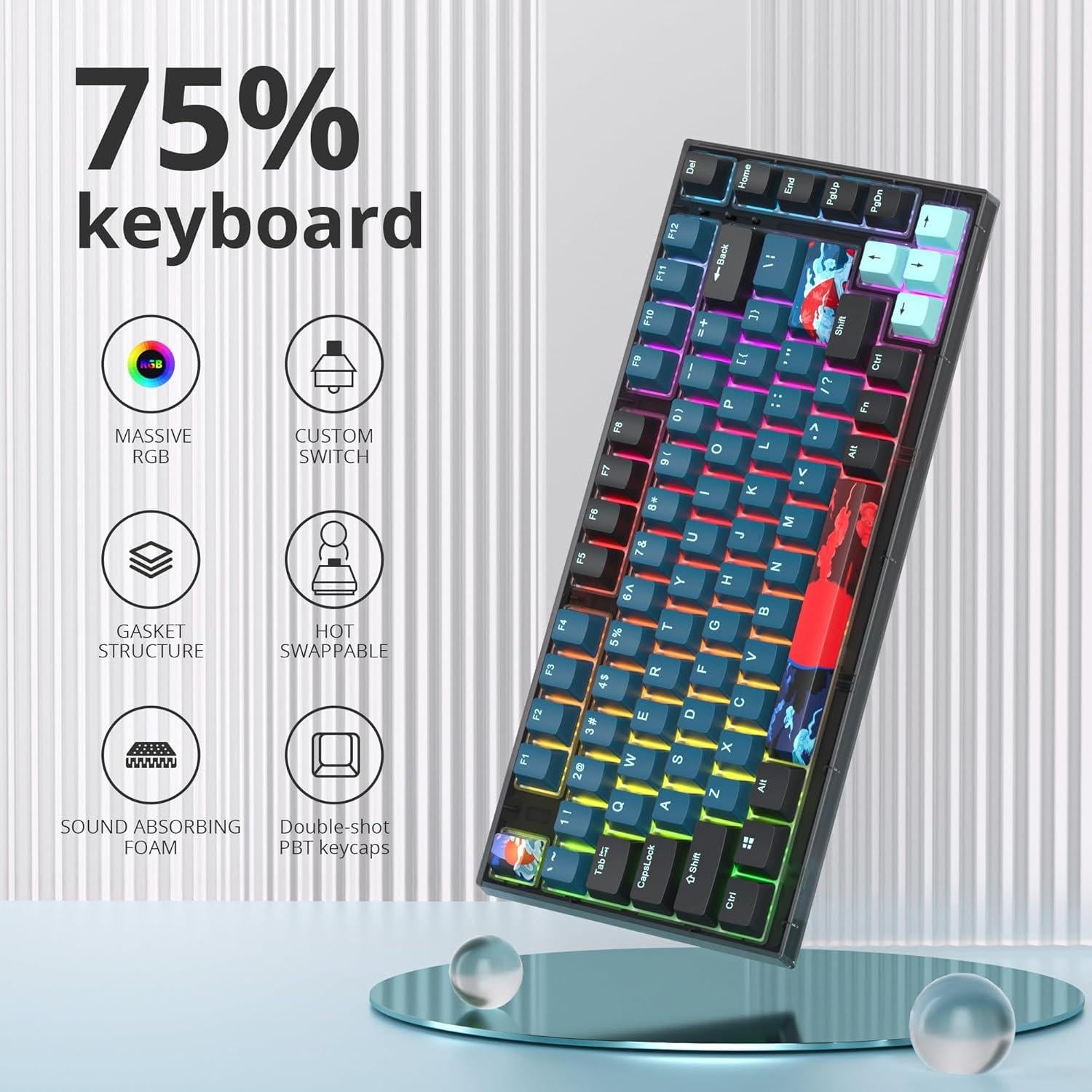 Teclado Mecánico RGB 75% iTastatur con Interruptores Intercambiables