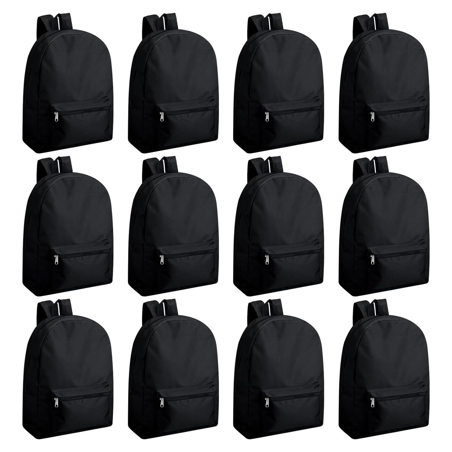 Mochilas Clásicas Negras Amylove - Paquete de 12 Unidades 30x43cm
