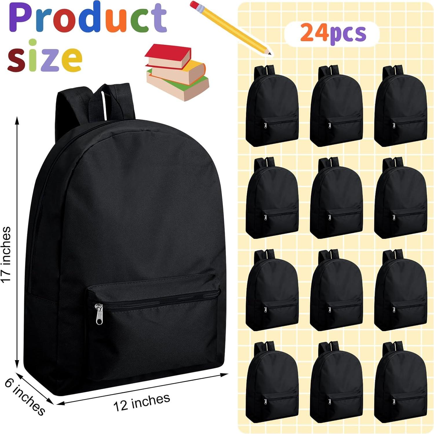 Mochilas Clásicas Negras Amylove - Paquete de 12 Unidades 30x43cm