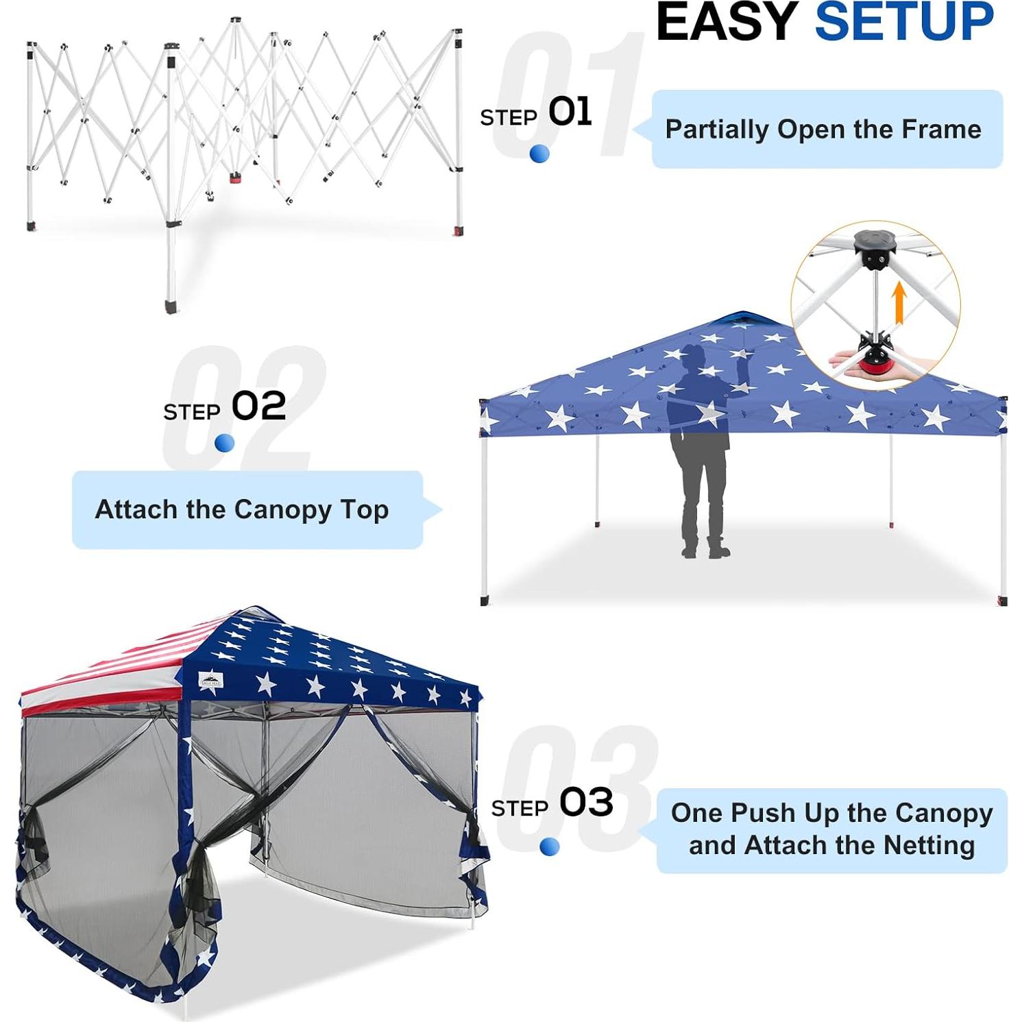Carpa Pop Up EAGLE PEAK 3x3m con Paredes de Malla