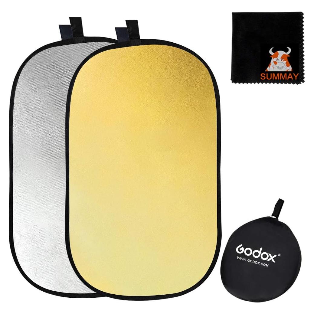 Reflector de Luz Plegable Godox 80x120cm 2-en-1 Dorado/Plateado