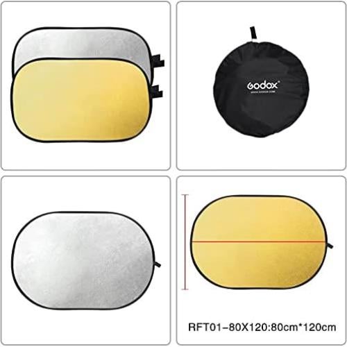 Reflector de Luz Plegable Godox 80x120cm 2-en-1 Dorado/Plateado