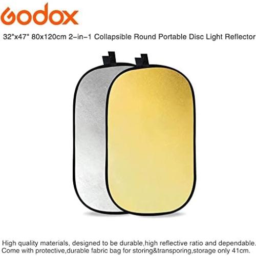 Reflector de Luz Plegable Godox 80x120cm 2-en-1 Dorado/Plateado