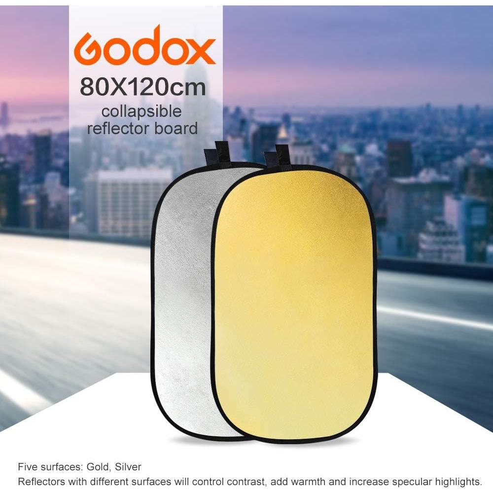 Reflector de Luz Plegable Godox 80x120cm 2-en-1 Dorado/Plateado