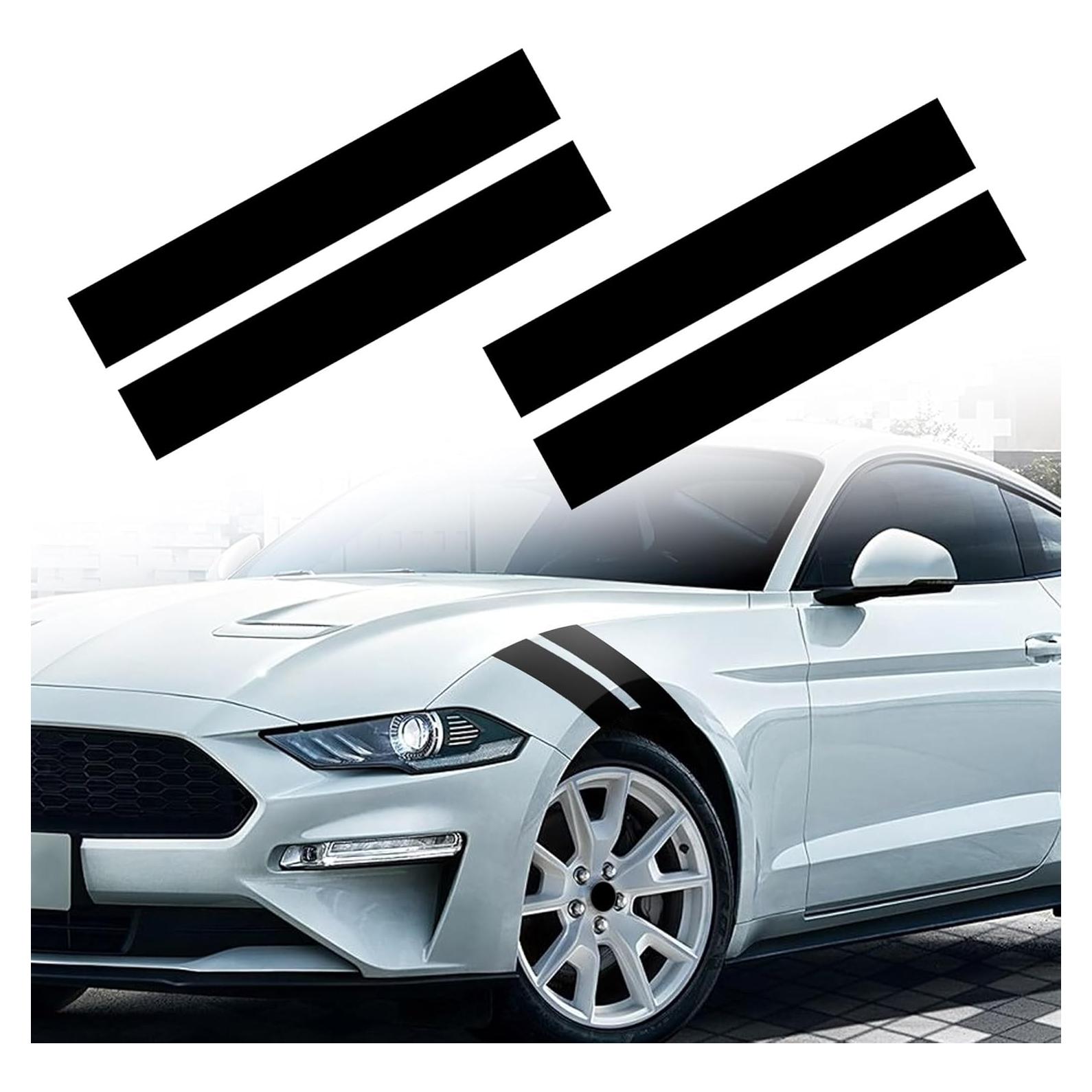 Calcomanías de Carreras de Vinilo TOMALL - 2 Pares Negro